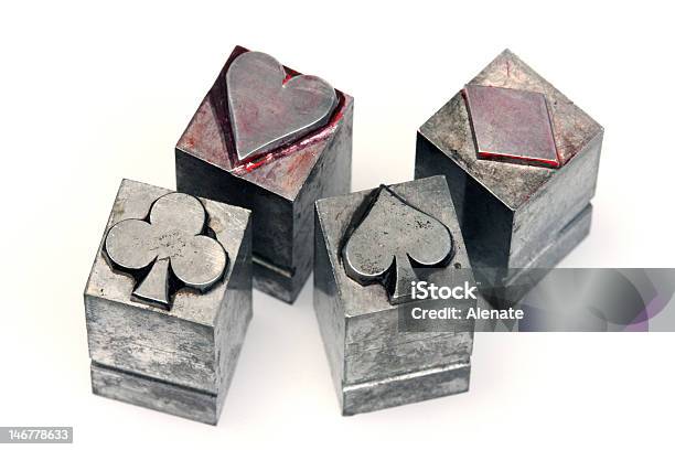 Club Diamond Heart Spade Letterpress Blocks Stock Photo - Download Image Now - Hearts - Playing Card, Toy Block, Block Shape