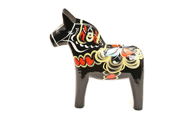 черный dalahorse - dala horse стоковые фото и изображения