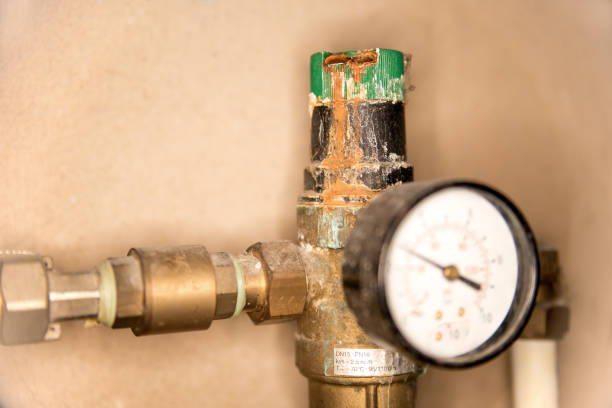 istock Delipidated backwash water filter with pressure regulator and manometer 1467790508