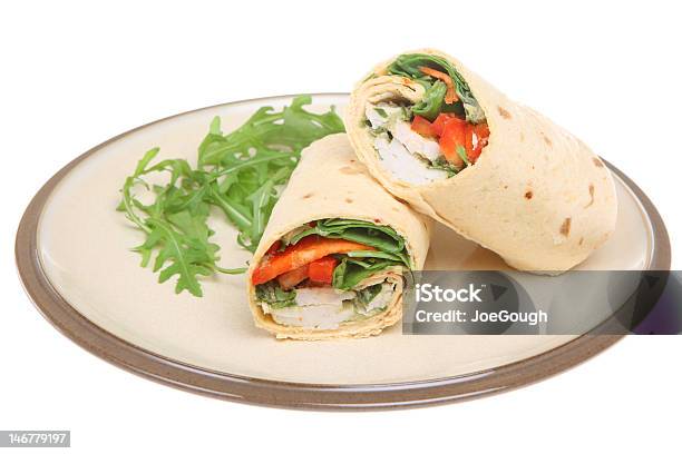 Thai Chicken Wrap Stockfoto und mehr Bilder von Rucola - Rucola, Tortilla-Sandwich, Tortilla