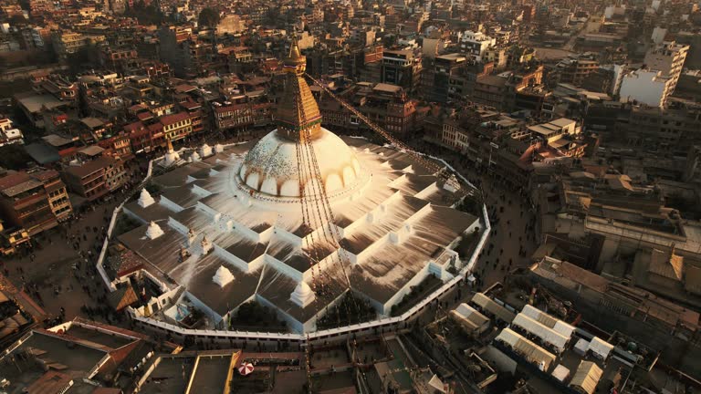 Asian temple on a square in Nepal