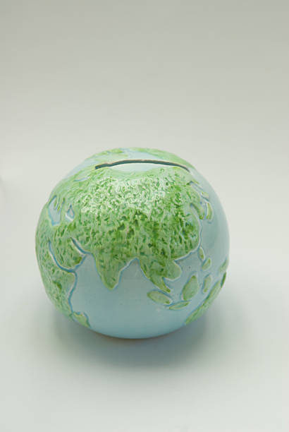 Earth Money box stock photo