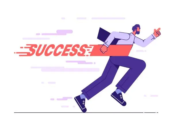 Vector illustration of Business success or career achievement leadership concept flat vector