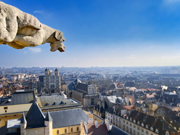 View of gargoyle on the top of city hall of Dijon View of gargoyle on the top of city hall of Dijon, France dijon stock pictures, royalty-free photos & images