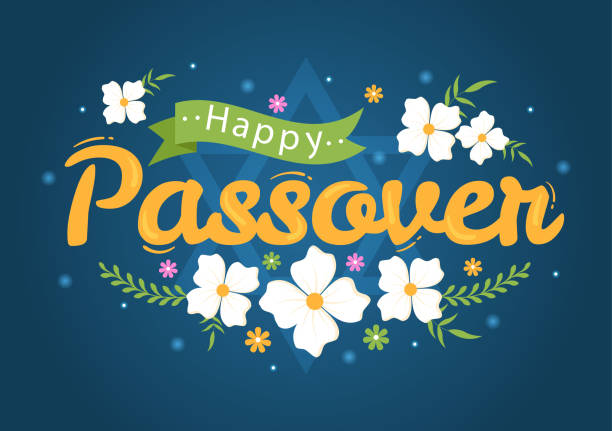 ilustrações de stock, clip art, desenhos animados e ícones de happy passover illustration with wine, matzah and pesach jewish holiday for web banner or landing page in flat cartoon hand drawn templates - passover