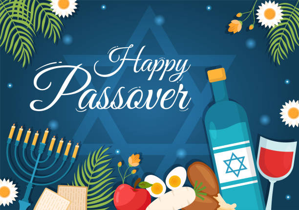 istock Happy Passover Illustration with Wine, Matzah and Pesach Jewish Holiday for Web Banner or Landing Page in Flat Cartoon Hand Drawn Templates 1467798655