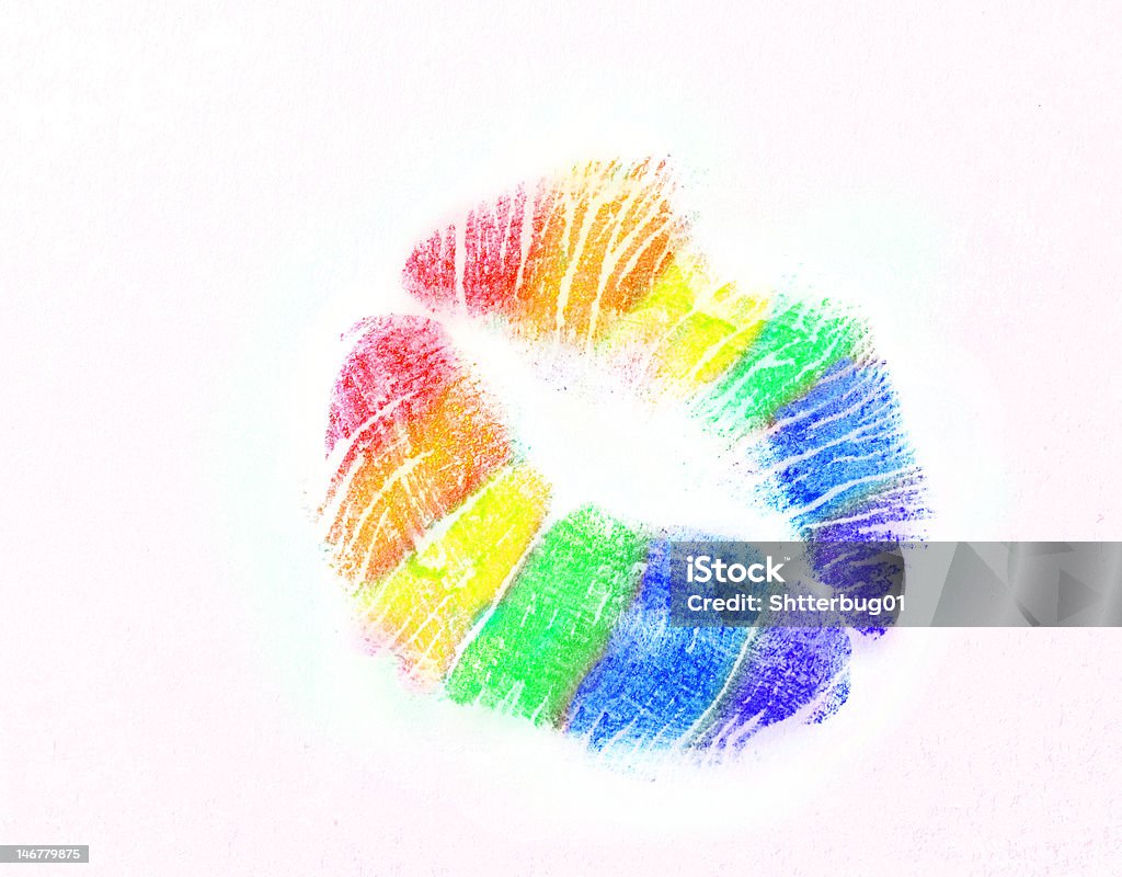 Gay-Pride-Kuss - Lizenzfrei Lippenstiftabdruck Stock-Foto