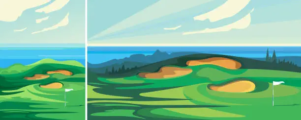 Vector illustration of Green golf course.