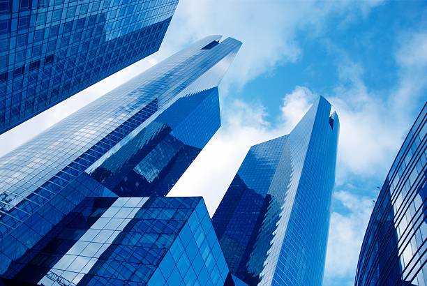 istock Low angle view of different corporate buildings 146780069