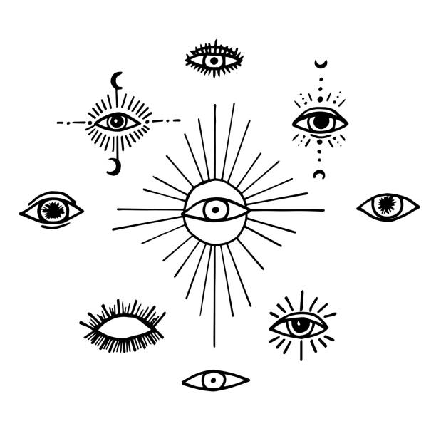 istock vector doodle set of eyes in a realistic style on the theme of celestial, magic, divination and astrology. 1467805064