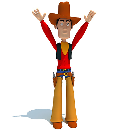 3D Cartoon style Cowboy 3D rendering on white background