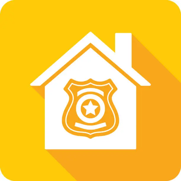 Vector illustration of House Police Badge Icon Silhouette