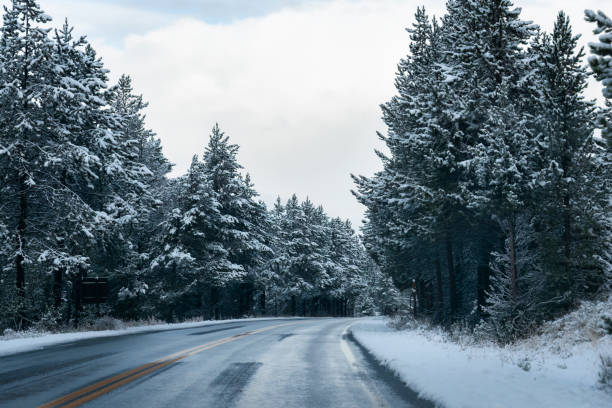 istock Winter road in Yellowstone national Park. 1467807847