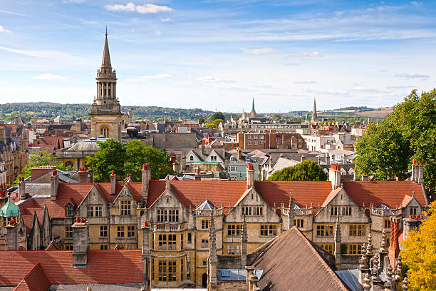Rooftop view of Oxford, England stock photo
