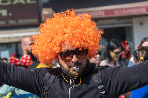 Man With Orange Hair On Kingsday The Netherlands 27-4-2019