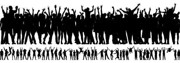 Vector illustration of Crowd (People Are Complete and Moveable, See People Underneath)