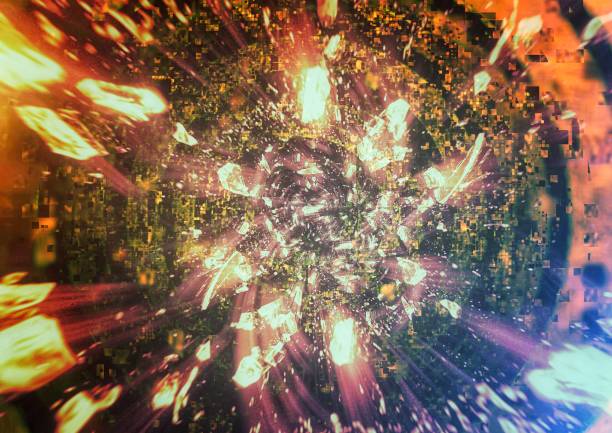istock Abstract background with explosion and flying debris in destruction concept 1467812898