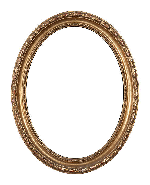 old ovale incrustée, golden, cadre en bois. - picture frame frame ellipse photograph photos et images de collection