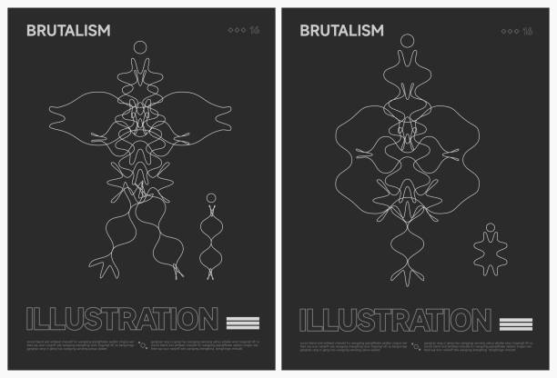 abstrakter schwarz-weiß-brutalismus graffiti-linie formen postervorlage hintergrundkollektion - 16642 stock-grafiken, -clipart, -cartoons und -symbole