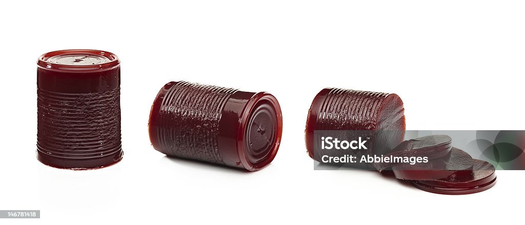 Canned jelly cranberry sauce removed from the can Jellied Cranberry Sauce in the shape of the can. Cranberry Sauce Stock Photo
