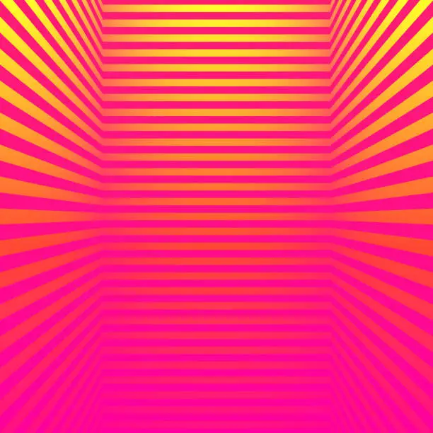Vector illustration of Abstract striped background and Orange gradient - Trendy 3D background