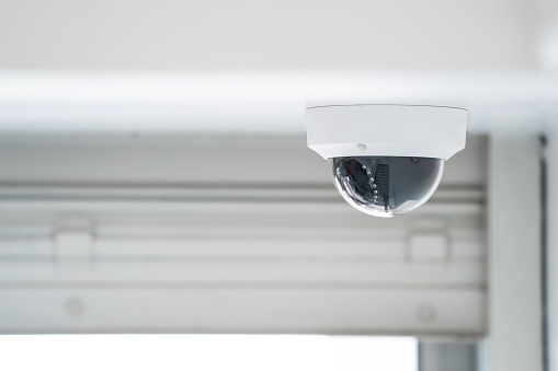 CCTV camera is installed inside the building on the ceiling and wall for monitoring and running safety system control in that area.