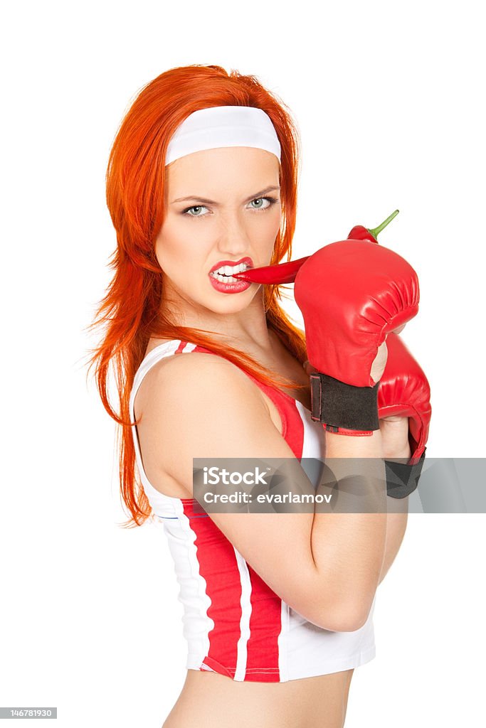 여성 boxer, 칠리고추 - 로열티 프리 건강한 생활방식 스톡 사진