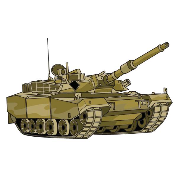 Panzer, gepanzertes Fahrzeug in grüner Farbe, isoliertes Objekt auf weißem Hintergrund, Vektordarstellung, – Vektorgrafik