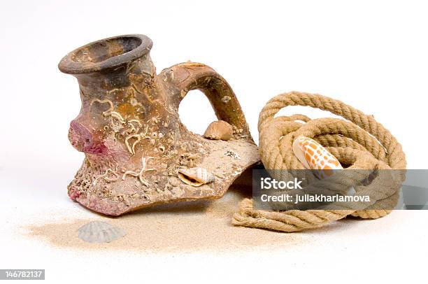 Stilllife With Broken Amphora And Rope Stock Photo - Download Image Now - Amphora, Ancient, Animal Shell