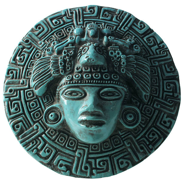 Aztec Plaque Beautiful Aztec / Indian / Mexican design showing face and symbols aztec civilization photos stock pictures, royalty-free photos & images