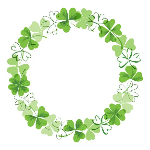 Vector illustration of Circle frame with clover for St. Patrick's day