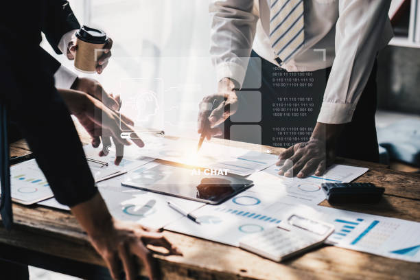 istock Chatbot Chat with AI, Artificial Intelligence. Business woman using technology smart robot AI. Futuristic technology transformation. 1467824777