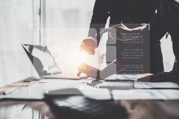 istock Chatbot Chat with AI, Artificial Intelligence. Business woman using technology smart robot AI. Futuristic technology transformation. 1467825713
