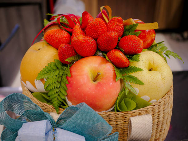 istock Assorted fruits are arranged in baskets as presents. 1467826455