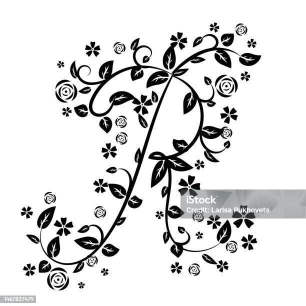 Herbal R Letter Letter R With Botanical Elements Stock Illustration - Download Image ...
