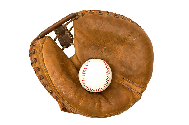 Vintage Catcher's Mitt And Baseball stock photo