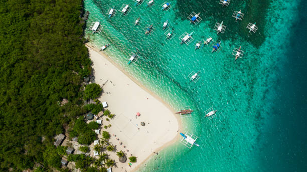 istock Seascape with tropical island. 1467839303
