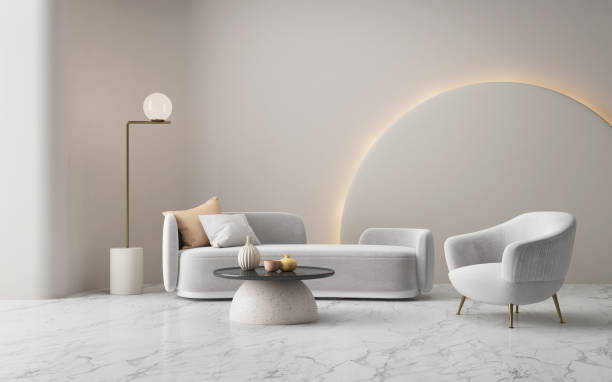 istock Modern living room with grey sofa and armchair.3d rendering 1467843140
