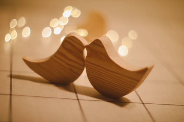 two wooden birds and heart made by bokeh lights background. Valentines day, Wedding, Easter card with wooden figures of birds, home decor two wooden birds and heart made by bokeh lights background. Valentines day, Easter, Wedding card with wooden figures of birds, home decor. easter wedding stock pictures, royalty-free photos & images