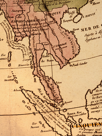 Old map, Indochina Peninsula