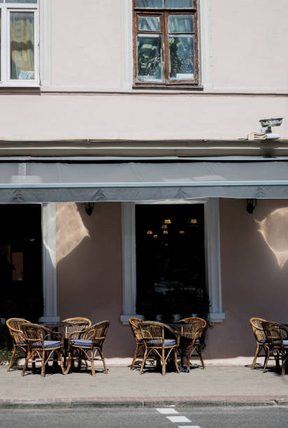 istock cozy outdoor cafe with tables 1467847964