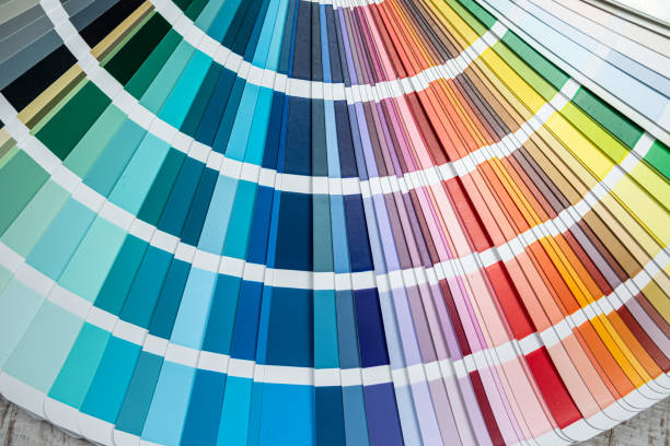 istock catalog in bright color palette close-up on desk 1467850467