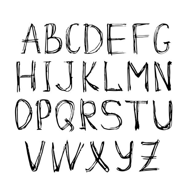 istock Hand drawn english lettering font isolated on white background. Alphabet, abc. 1467850579