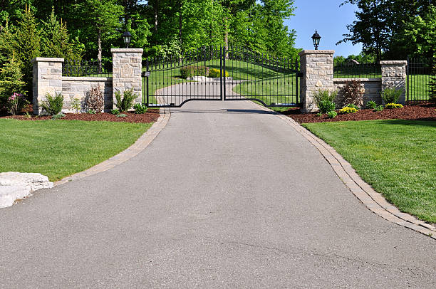 istock Impressive estate entrance with a wrought iron gate 146785132