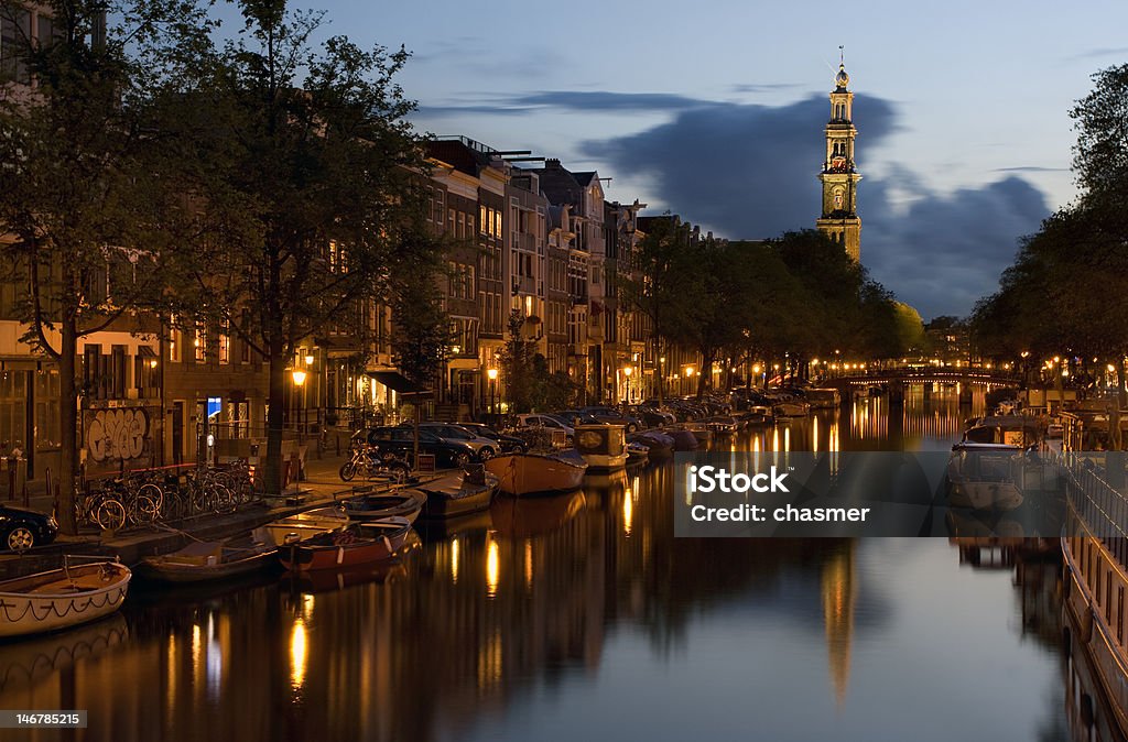 Amsterdam typical view of evening Amsterdam city Amsterdam Stock Photo