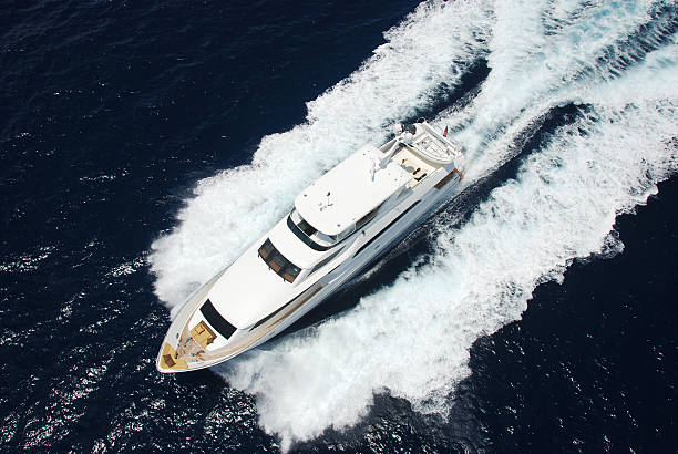 istock Aerial View of yacht underway 146785246