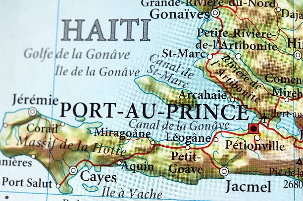 Port-au-Prince drawn out on the map stock photo