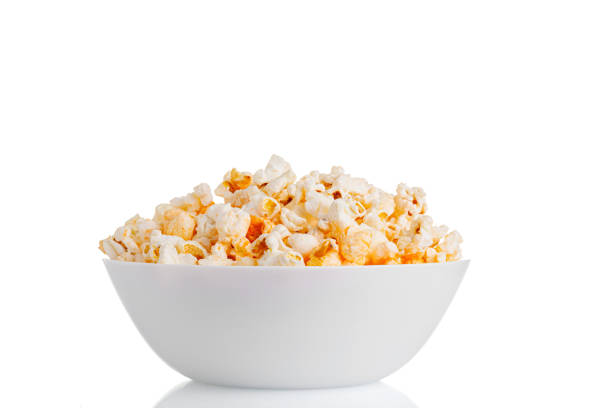 istock a plate of popcorn macro on a white background 1467854794