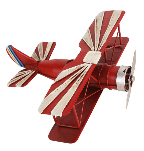 Airplane old toy vintage retro plane isolated on white background