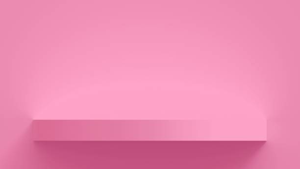 istock Spacious background template pink white walls and shelf space 1467859802